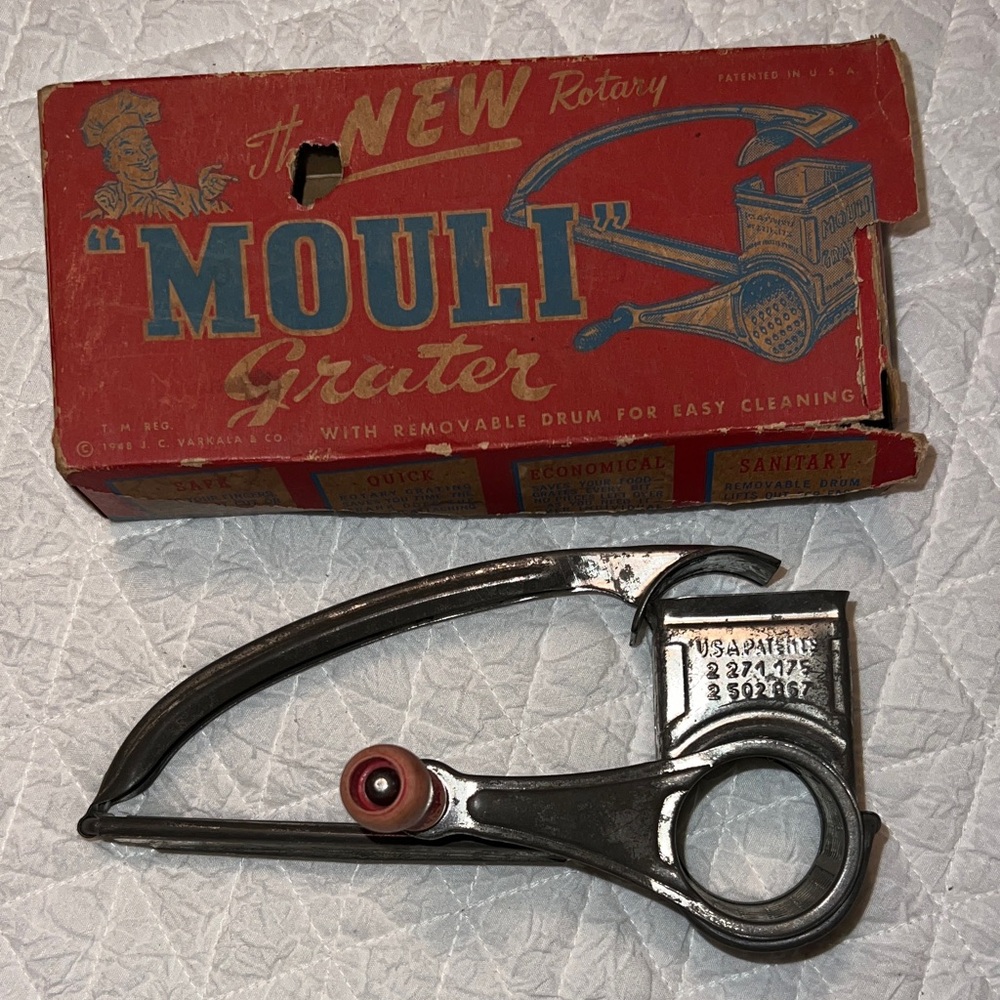 Vintage Rotary "Mouli" Grater - Black and Red Box